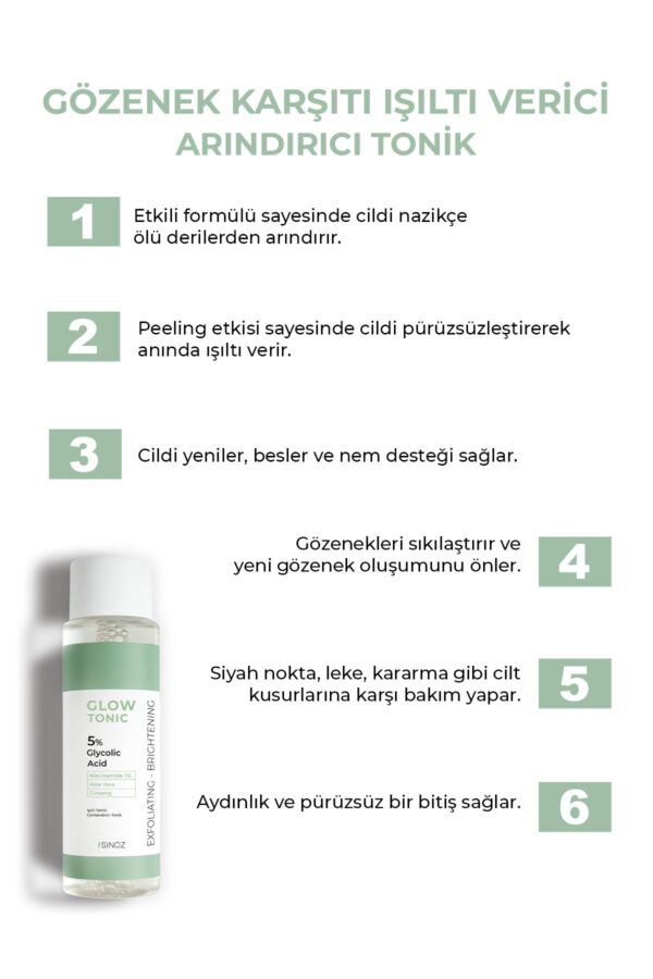 Sinoz 200 ml Glow Tonic – Glykolsäure 5 %, porenstraffend, reinigend, revitalisierend, Peeling-Effekt – Bild 2