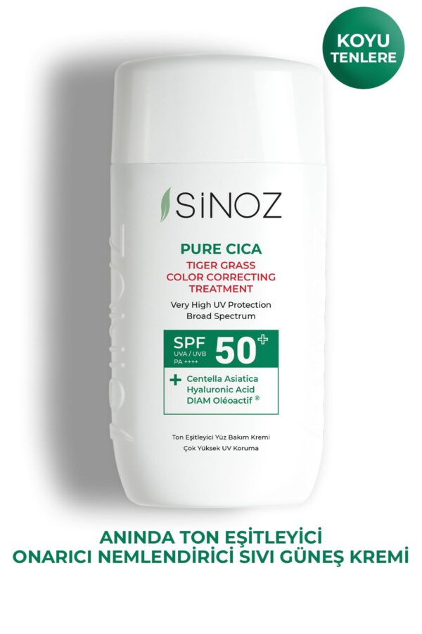 Sinoz Pure Cica Gesichtspflegecreme – Instant Tone Equalizing and Repairing, Mineral-Sonnenfilter Spf50 der neuen Generation