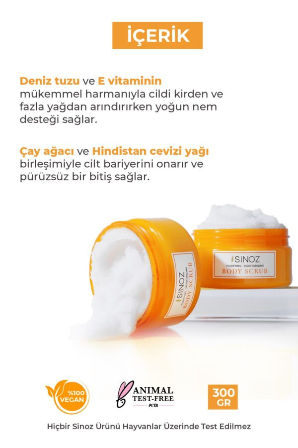 Sinoz Body Scrub Nährendes, reinigendes, feuchtigkeitsspendendes Körperpeeling 300 gr – Bild 3