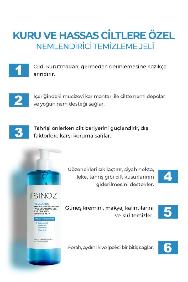 Sinoz Hydrapro Gesichtsreinigungsgel für trockene und empfindliche Haut 400 ml – Bild 2