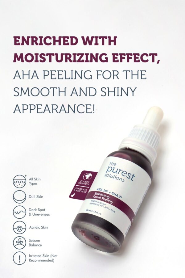 The Purest Solutions 10% Aha 2% Bha Peeling - Fruchtsäurepeeling Gesicht, vegan, 30ml – Bild 3