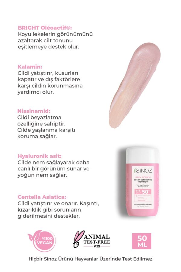 Sinoz Pink Face Sunscreen – Instant Tone Equalizer, Feuchtigkeitscreme Spf50 – Bild 3